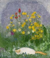 Cat with Wild Flowers