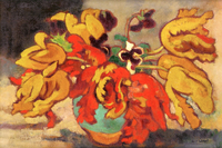 Tulips in a Green Vase