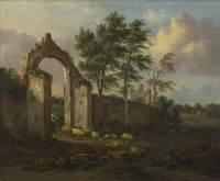 Landscape with a Woman Driving Sheep through a Ruined Archway