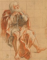 Seated Old Man Holding a Staff