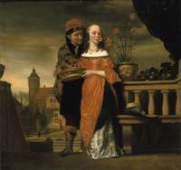 A Man Holding a Carnation to a Woman's Nose