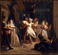 Story of Don Quixote - Don Quixote Fighting Wineskins