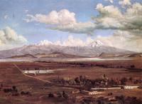 Camino a Chalco con los volcanes