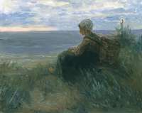 A Fishergirl on a Dune-Top Overlooking the Sea