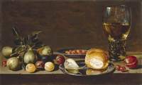 Still Life:  Fruit, Bread and a Goblet on a Table