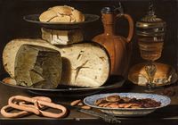 Still Life with Cheeses, Almonds and Pretzels