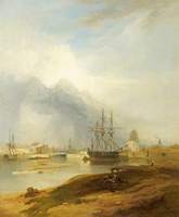 Bristol Docks with the Church of St Mary Redcliffe in the Distance