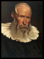 Elderly Man Wearing Large White Collar