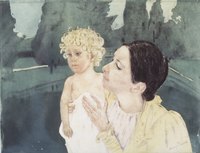 Mother and Child Before a Pool