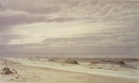 Beach Scene with Barrel and Anchor