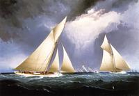 'Mayflower' Leading 'Puritan', America's Cup Trial Race, 1886