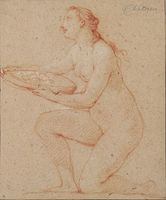 Study of a Female Nude Offering a Platter of Fruit