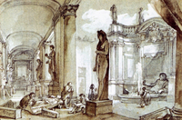 Artists Drawing in the Internal Courtyard of the Capitoline Museum, Rome