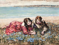 Gathering Flowers by the Seashore
