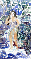 Girl Bathing in a Stream