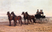 Mr. and Mrs. Leland Stanford Driving on the Beach at San Francisco