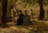 Elegant figures in a park