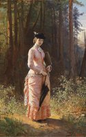 Lady with an Umbrella and Sketchbook