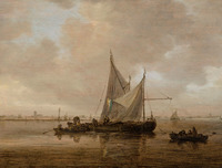 Sailing Boats on the Maas, with Dordrecht in the Background