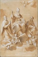 St Nicholas, Bishop of Mira, on a Cloud between Two Saints