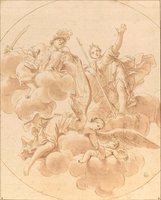 Mars and Diana Watching a Winged Woman Beating Cupid