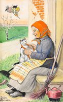 Easter witch with cat