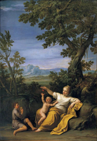 Pastoral Scene with a Young Mother, Frolicking Children and a Goat