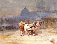 Paris, chevaux au bord de la Seine