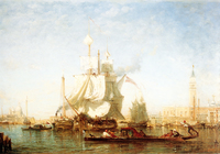 Venise, galions et gondoles dans le bassin de Saint-Marc
