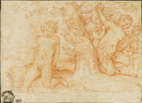 Nymph Surrounded by Putti Watching a Naked Man Bathing