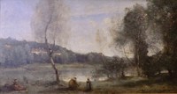 Ville d'Avray:  Pond and Birch Tree with Houses Beyond