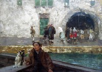 A Boy in a Boat on a Canal