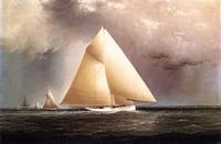 'Gracie', 'Vision' and 'Cornelia' rounding Sandy Hook in the New York Yacht Club Regatta of June 11, 1874