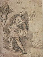 A Drapped Woman Holding a Luth