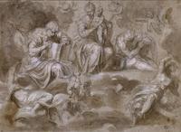 Madonna with Child in Glory, with Sts Peter and Paul, and Angels