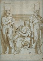 Fortitude Flanked by Two Satyrs