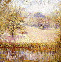 Pond with Flowering Trees