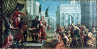 St Lawrence Altarpiece (predella) - St. Lawrence Brings the Poor to Prefect Valerian