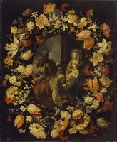 'Adoration of the Magi' Framed by a Garland of Flowers