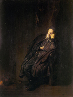 Old Man Asleep by the Fire