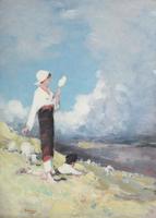 Peasant Girl with Flock of Sheep in Muscelului Valley