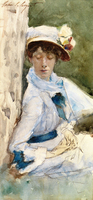 Woman Leaning against a Tree