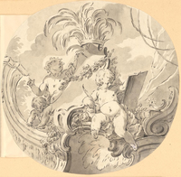 Three Putti in a Rococo Garden