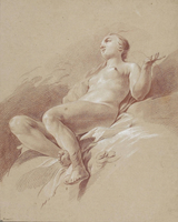 Naked Young Woman Sat on Rocks