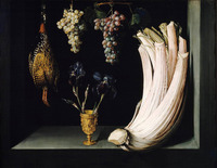Still Life with Cardoon, Francolin, Grapes and Irises,