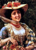 Straw Hat with Poppies