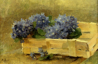 Blue Anemones in a Chip Basket