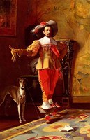 A cavalier and his dog