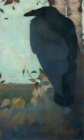 Raven on a Birch Tree