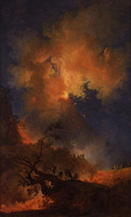 Vesuvius Erupting at Night